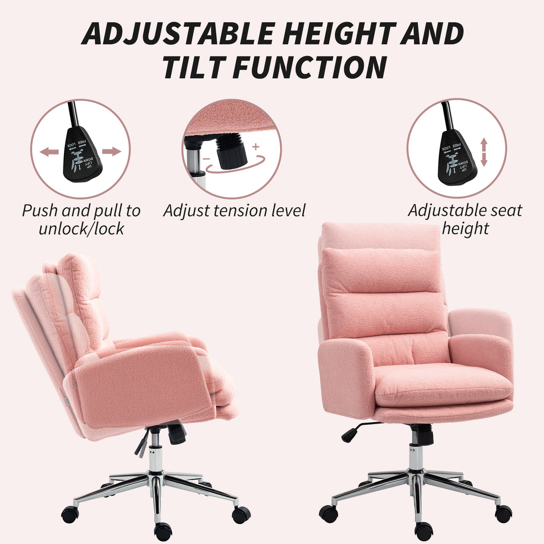 91-99cm Sherpa Fleece Office Chair - Pink