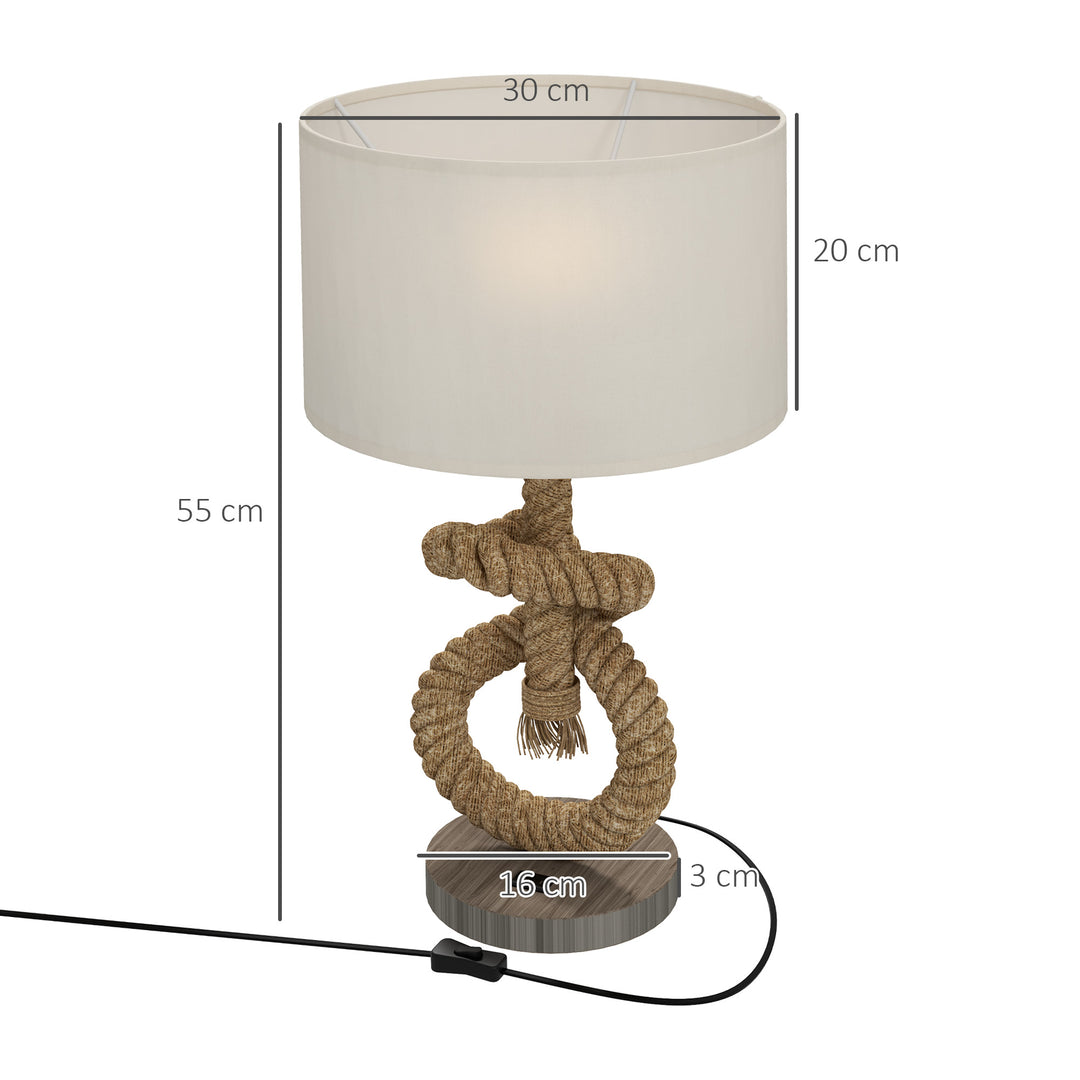 HOMCOM Nautical LED Desk Lamp: USB Port, Ambient Bedroom Light, Home Office Décor, Beige | Aosom UK