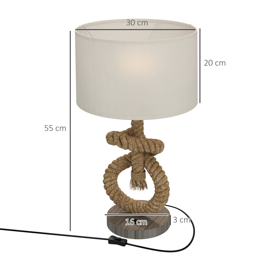 HOMCOM Nautical LED Table Lamp with USB Charging Port, Bedside Desk Lamp for Bedroom, Living Room, Home Office