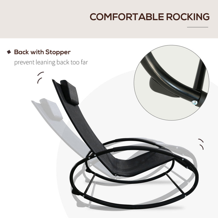 Rocking Chair Sun Lounger Recliner Rocker Texteline Fabric Patio Garden Relaxer with Pillow, Black