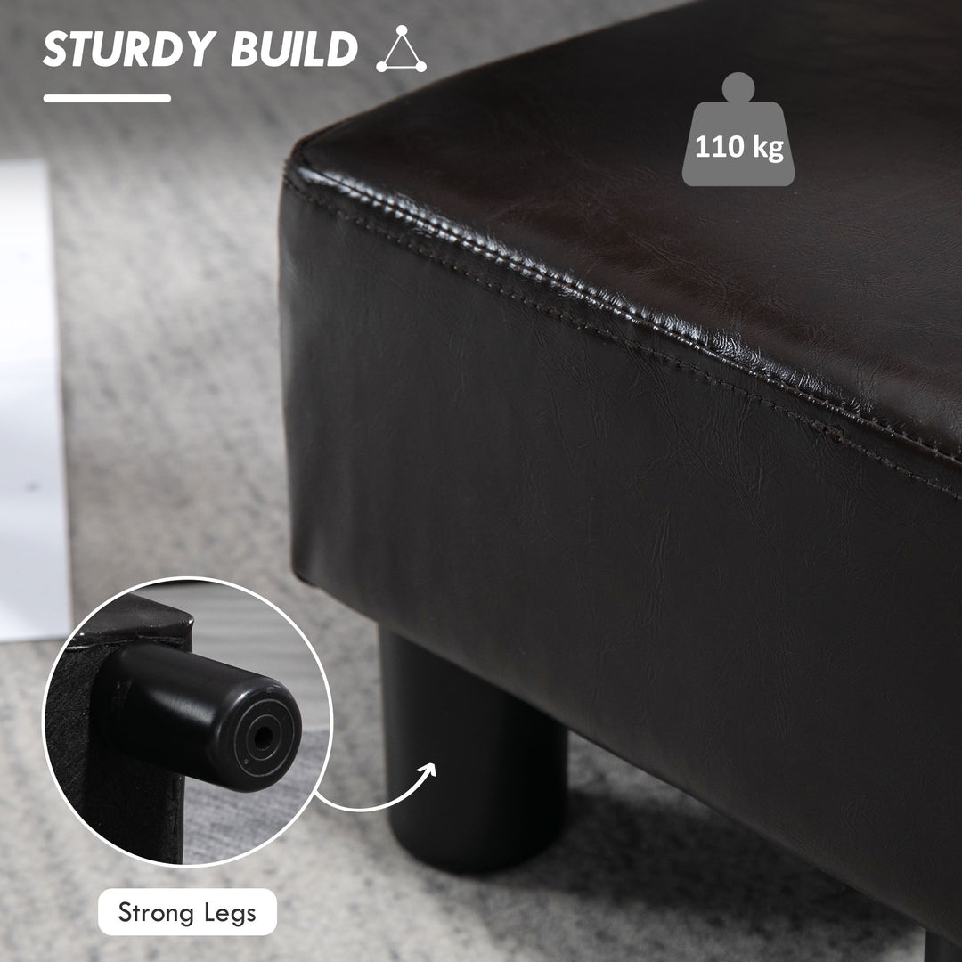 PU Leather Footstool Ottoman Cube with 4 Plastic Legs, Brown