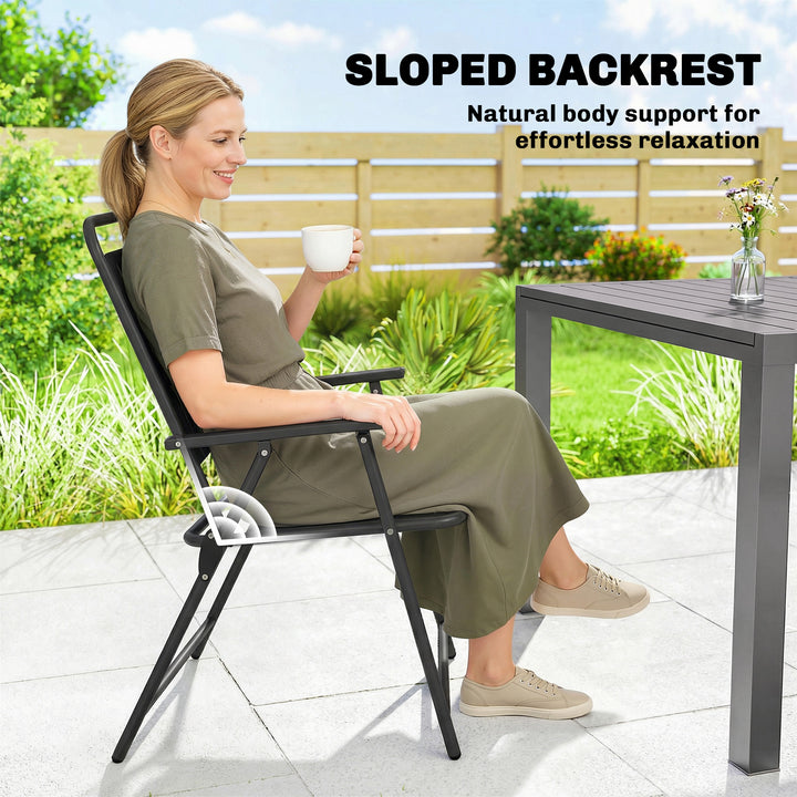 Folding Garden Chairs, Garden Dining Chairs with Plastic Slatted Seat 