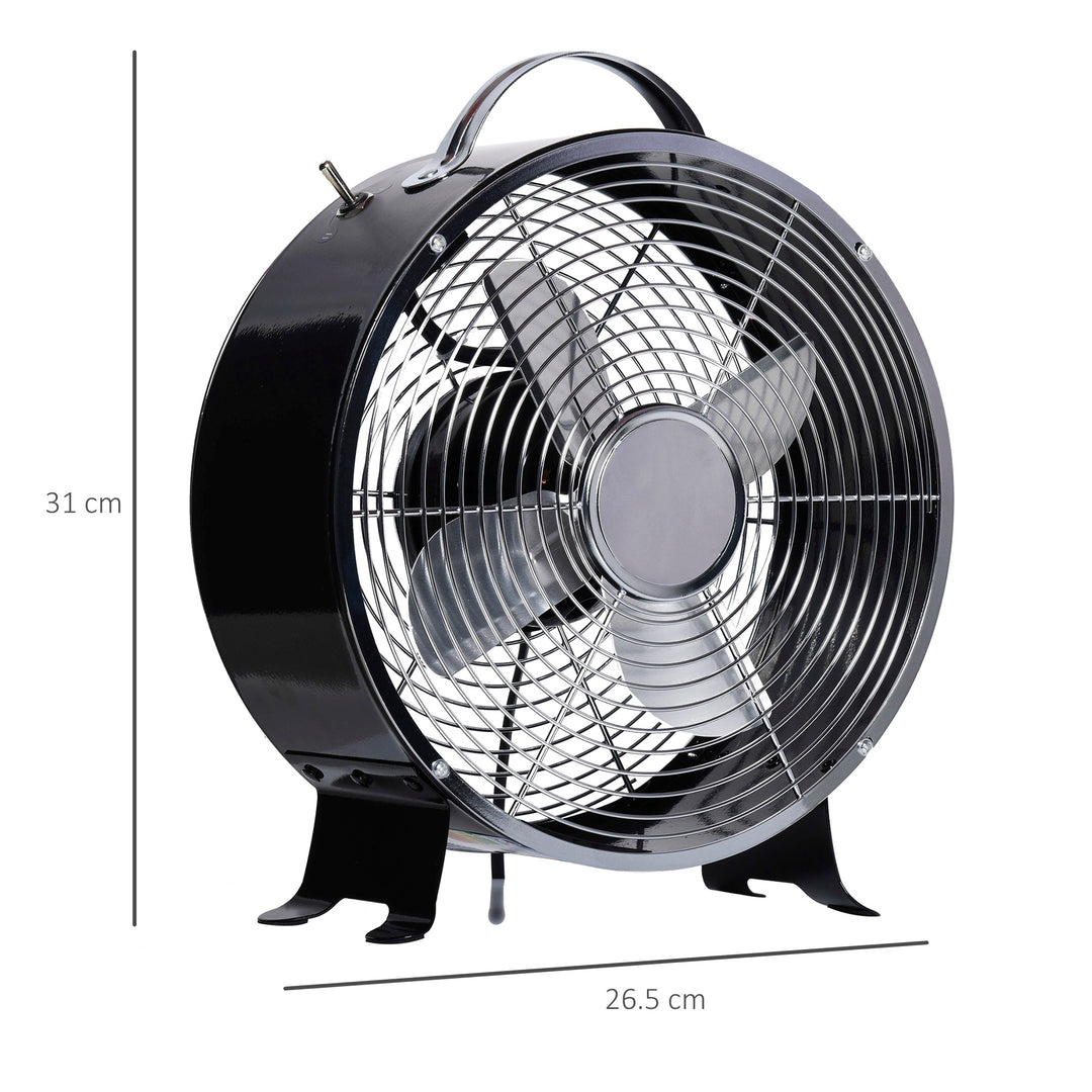 HOMCOM Compact 26cm Electric Desk Fan, 2 Speed Settings, Safety Guard, Anti