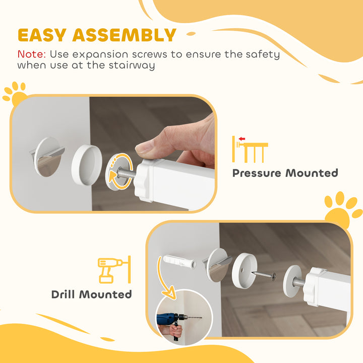 Adjustable Safety Gate w/ Three Extensions, Four Adjustable Screws, White