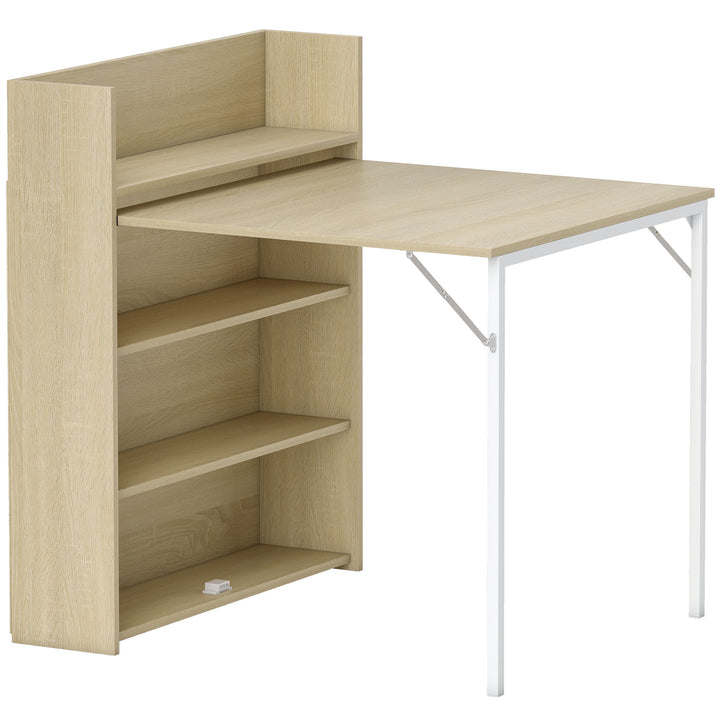 Kitchen Table, Folding Dining Table, with 4-Tier Shelves, Modern Drop-
