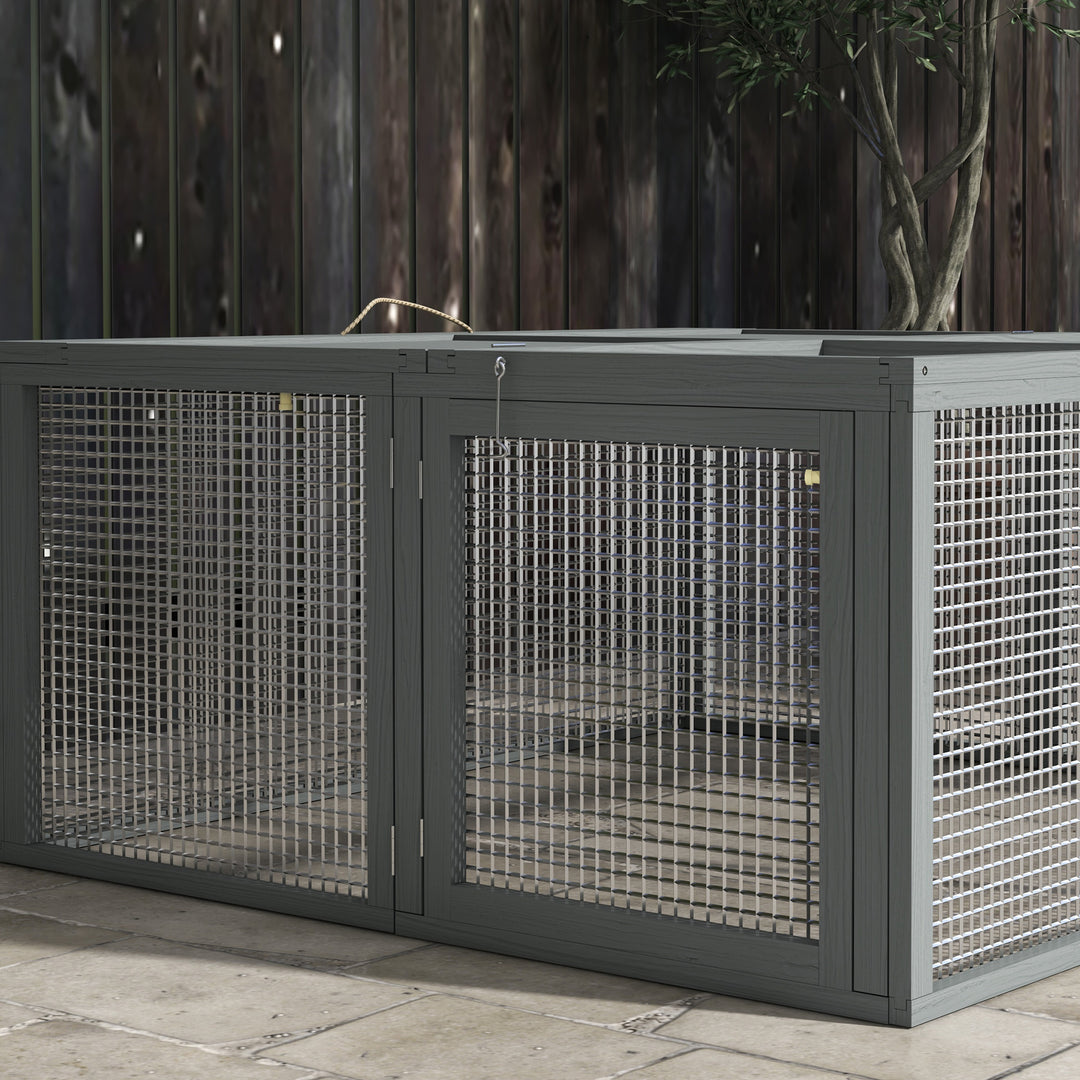 PawHut Wooden Folding Rabbit Hutch, Grey | Aosom UK