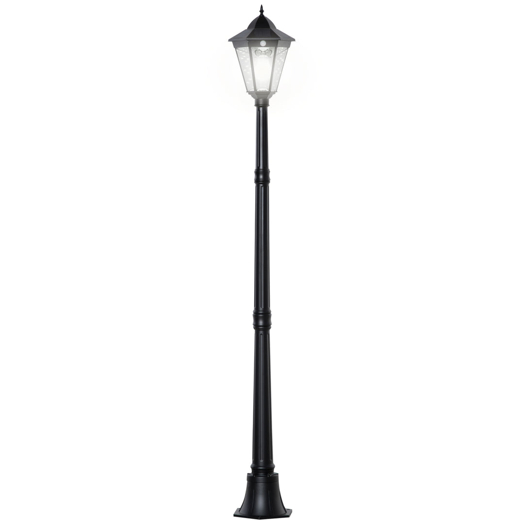 1.9M Garden Lamp Post Light, IP44 Outdoor LED Solar Powered Lantern Lamp with Decorative Bulb, Aluminium Frame for Patio, Pathway and Walkway, Black