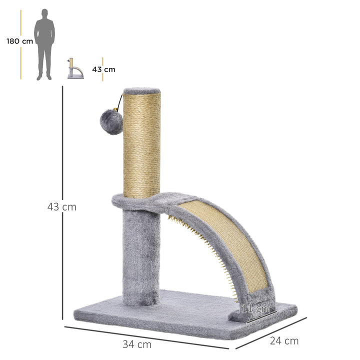 MCL Cat Tree for Indoor Cats Climbing Activity Center Kitten Tower Furniture with Jute Post Scratching Massage Board Hanging Ball with Bell 34 x 24 x 43cm Grey