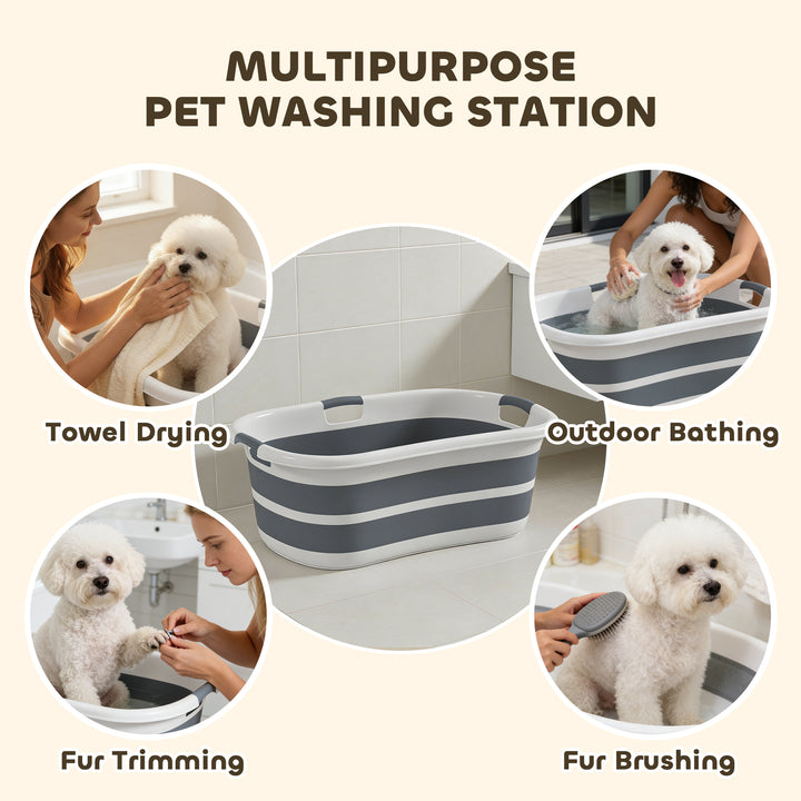 Dog Bath Tub, Portable Foldable Dog Bathtub with Drainage Hole, for Sm
