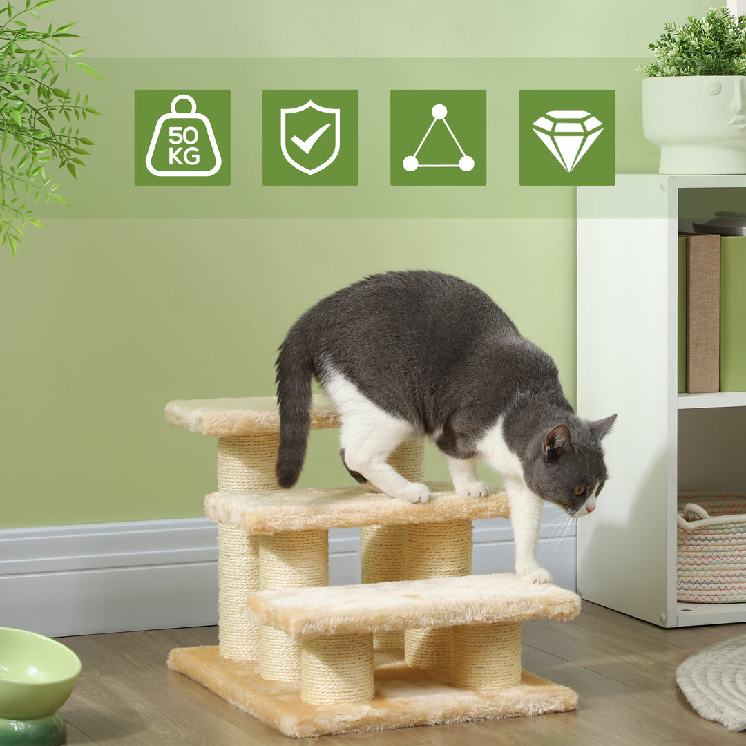MCL Pet Stairs 3-step Pet Ladder Cat dog Stairs Climb Ladder Cat Tree, Beige