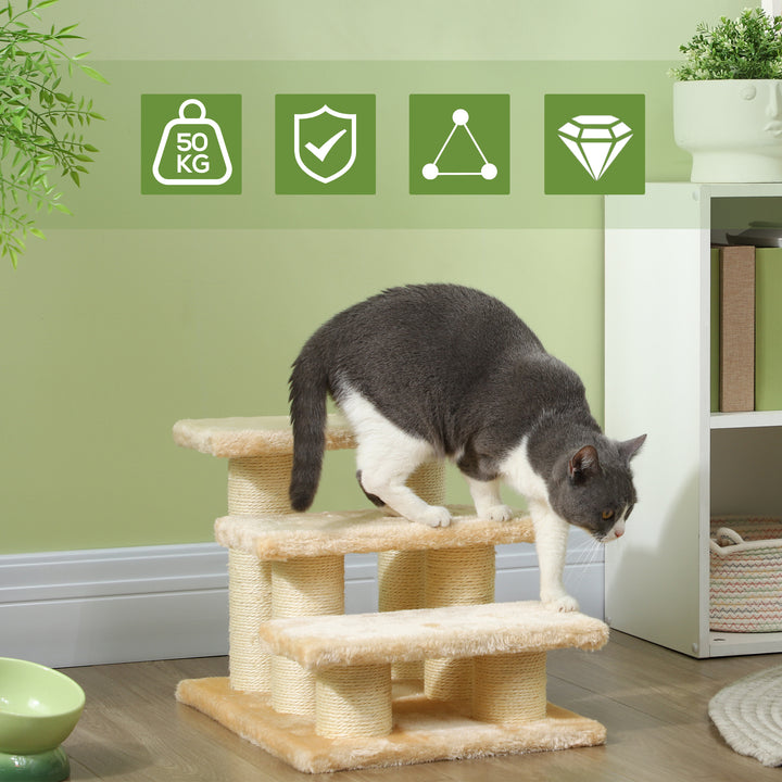 MCL Pet Stairs 3-step Pet Ladder Cat dog Stairs Climb Ladder Cat Tree, Beige