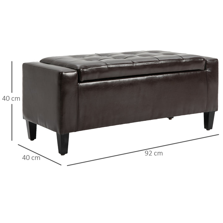 HOMCOM Storage Ottoman Bench, PU Leather, Tufted Design, Flip Top, 92x40cm, Versatile Use, Brown | Aosom UK