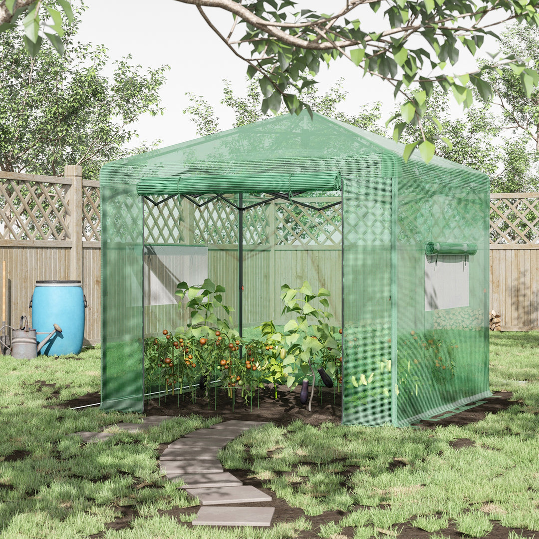 MCL Pop-up Small Greenhouse, Outdoor Walk-in Tomato Greenhouse with Carrying Bag, PE Cover, Steel Frame, Green, 2.4L x 1.8W x 2.4H m
