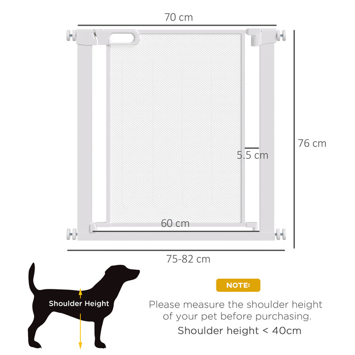 Pet Safety Gate, for Doorways, Staircases, Hallways, with 75-82cm Adjustable Width - White