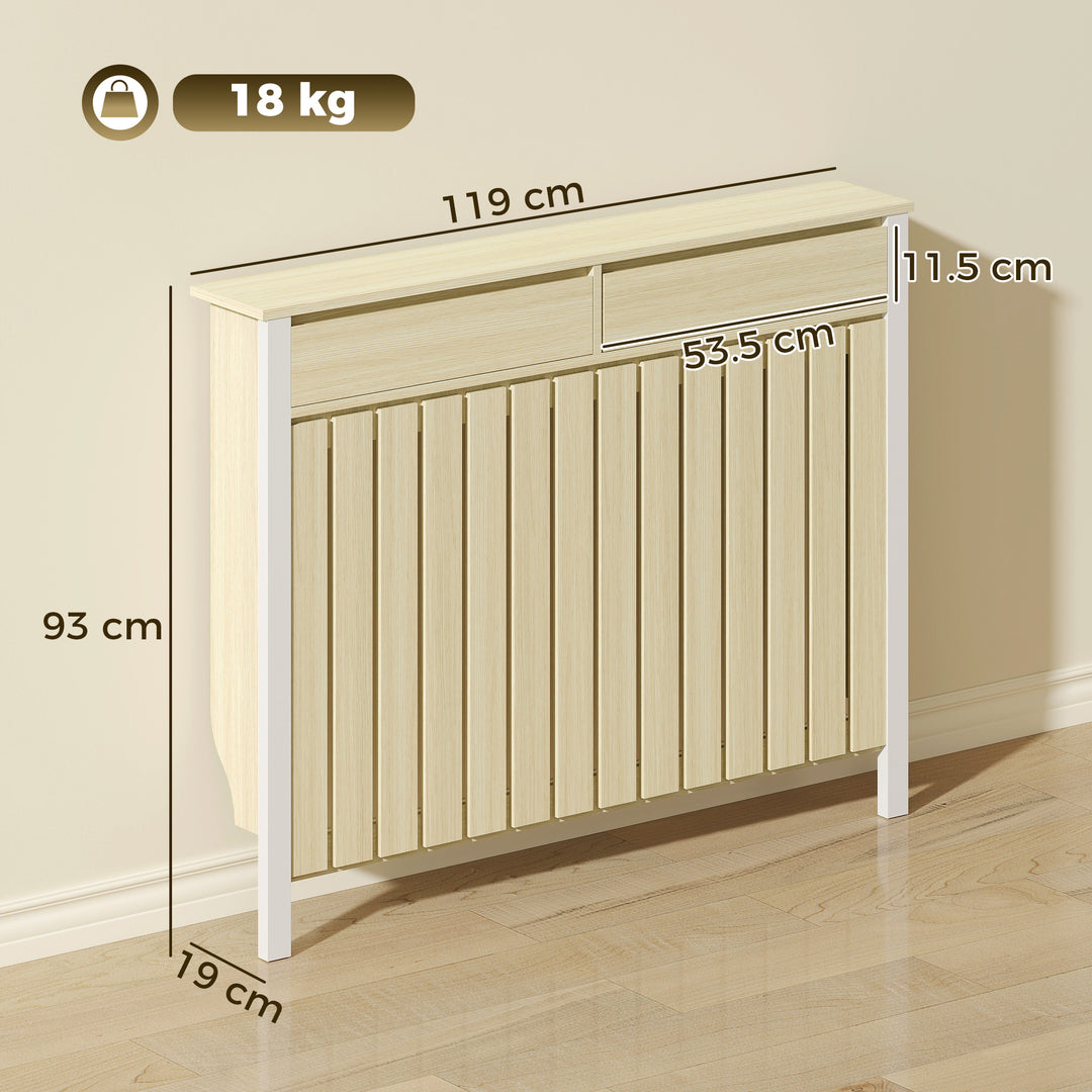93 x 119cm Rustic-Look Radiator Cover - Oak