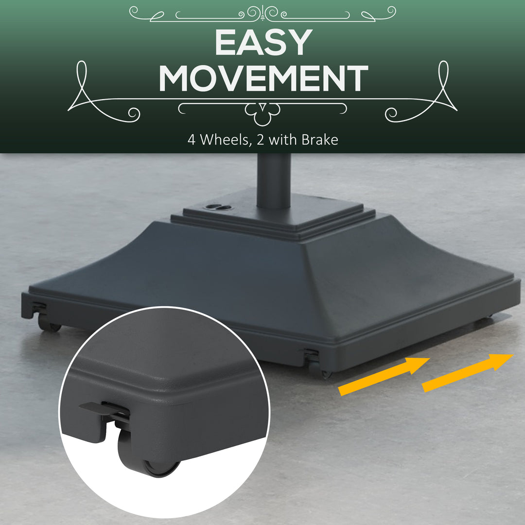 60kg Water/Sand Fillable Parasol Base, with Wheels - Black
