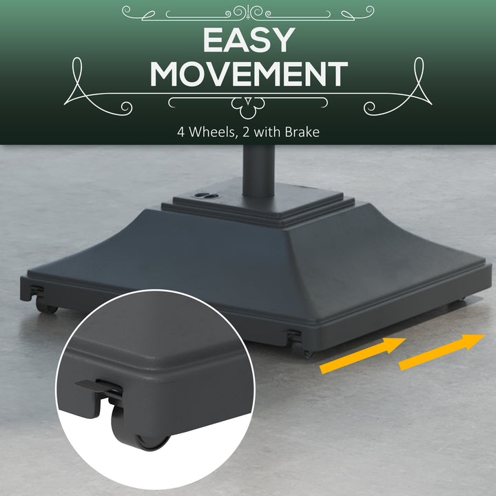 60kg Water/Sand Fillable Parasol Base, with Wheels - Black