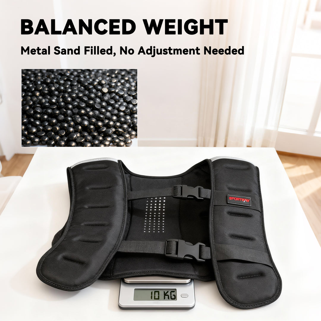 Weighted Vest, 10 kg Weight Vest with Adjustable Straps, Reflective St