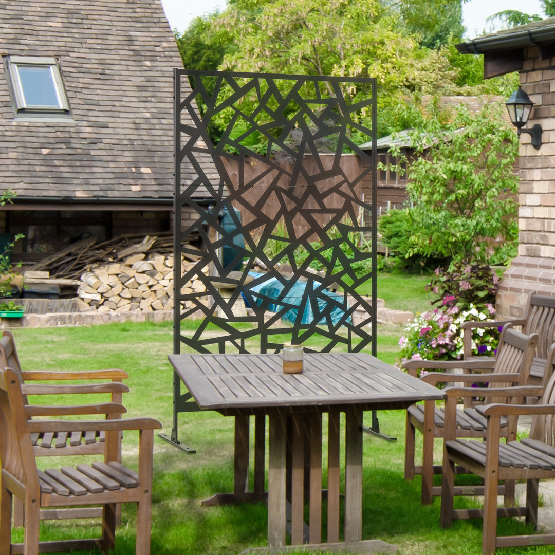 Freestanding Garden Partition Screen Metal Decorative Outdoor Divider with Expansion Screws for Garden Patio Deck