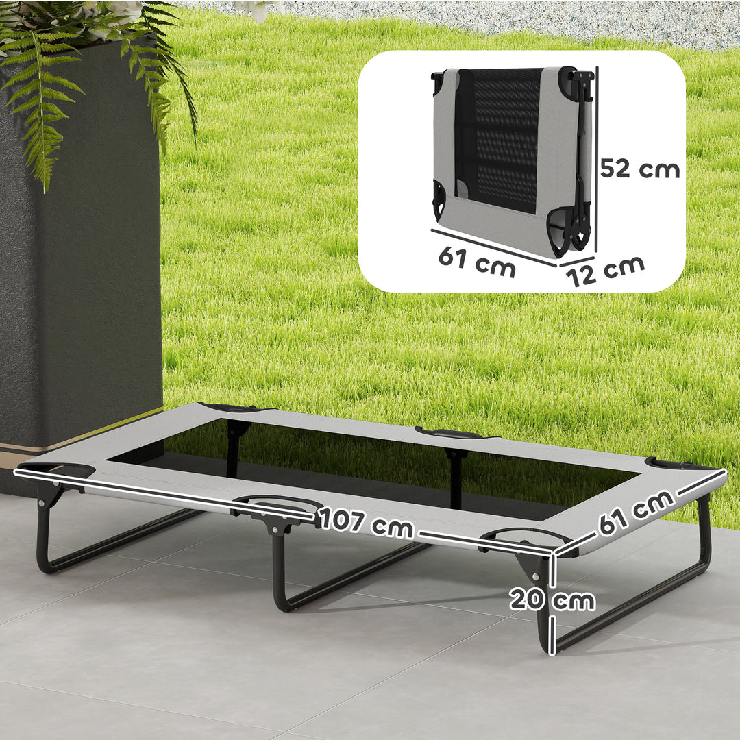 Portable Raised Dog Bed, Elevated Pet Cot with Breathable Mesh for Indoor Outdoor, for Large Dogs, Light Grey