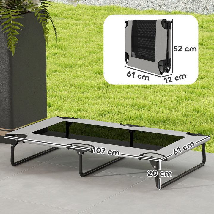 Portable Raised Dog Bed, Elevated Pet Cot with Breathable Mesh for Indoor Outdoor, for Large Dogs, Light Grey