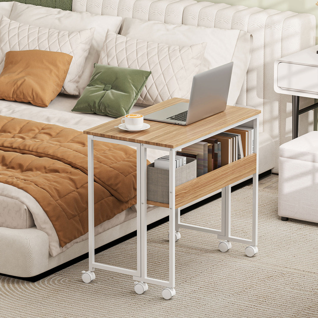 80 cm Drop Leaf Writing Work Desk - Natural Wood Finish