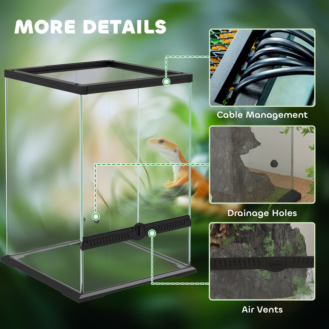 40L Vivarium for Lizards, Frogs, Snakes, Turtles, Tortoises w/ Anti-Escape Design, Ventilation