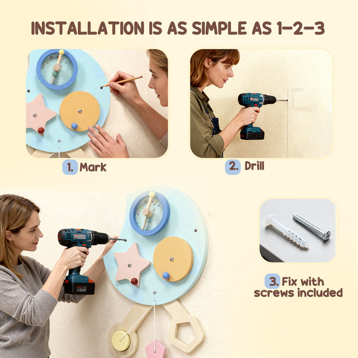 MCL Caterpillar Busy Board with 7 Activities, for Nursery, Playroom, Home, for 3+ Years