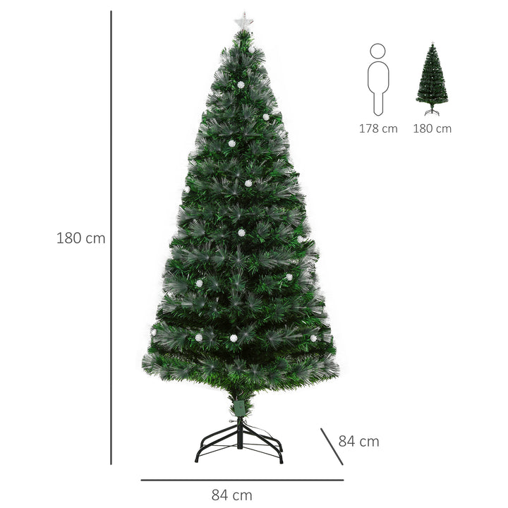 HOMCOM HOMCM 6ft White Light Artificial Christmas Tree w/ 230 LEDs Star Topper Tri-Base Full Bodied Seasonal Decoration Pre-Lit Home