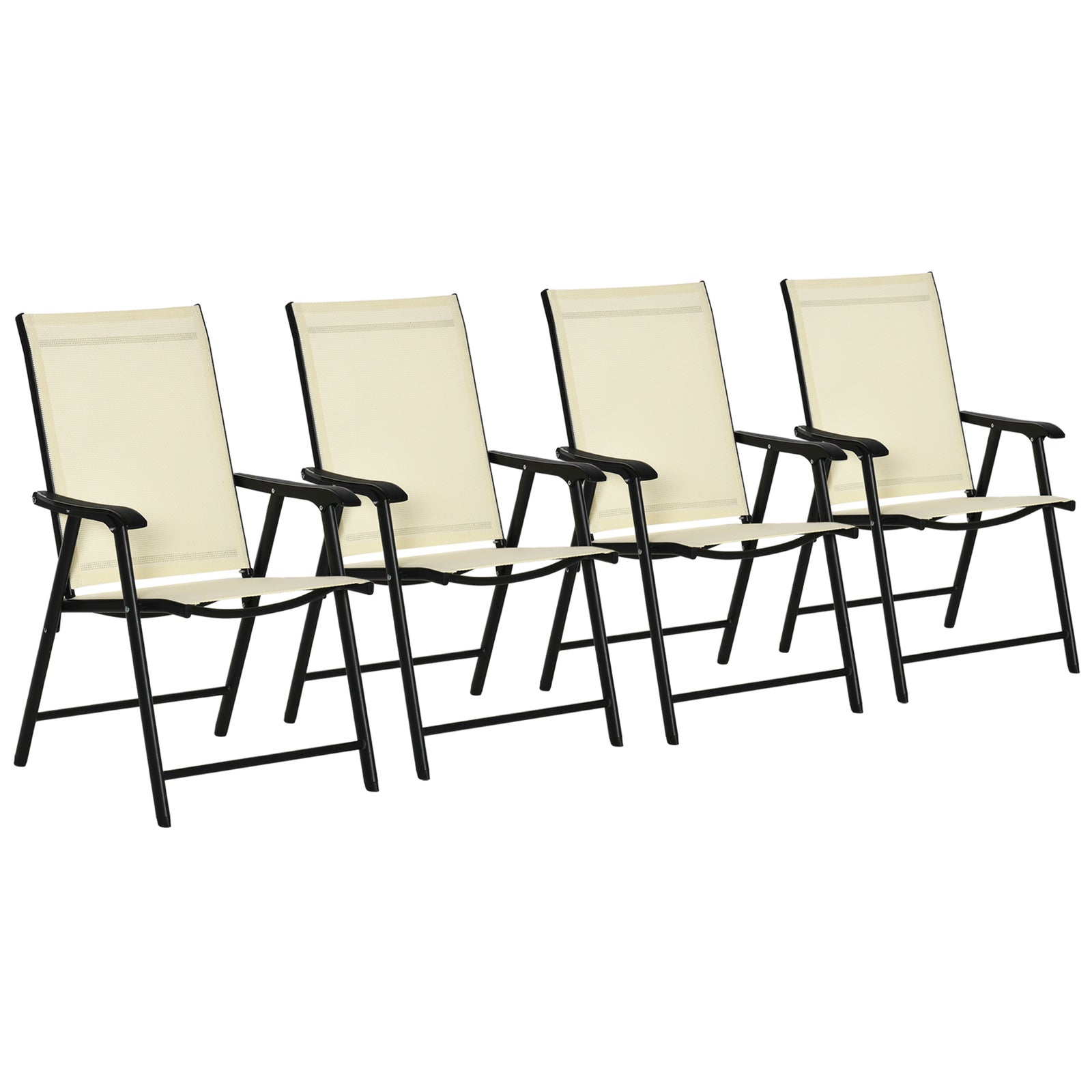 Set of Four Folding Garden Chairs - Beige