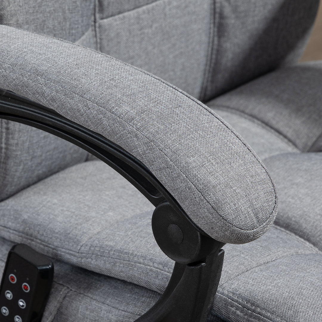 Office Chair with 6-point Vibration Massage and Heat, Computer Chair with Adjustable Height, Head Pillow, Footrest for Home, Grey