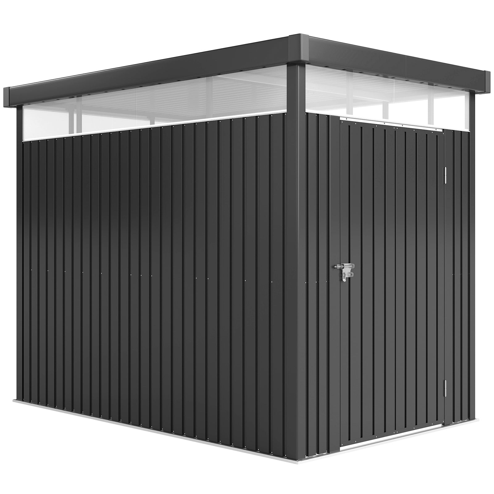 5.3 x 8.5ft Galvanised Steel Garden Shed, Metal Shed with Roof Windows, Leakage Holes and Lockable Wide Door for Outdoor Patio Tool Storage