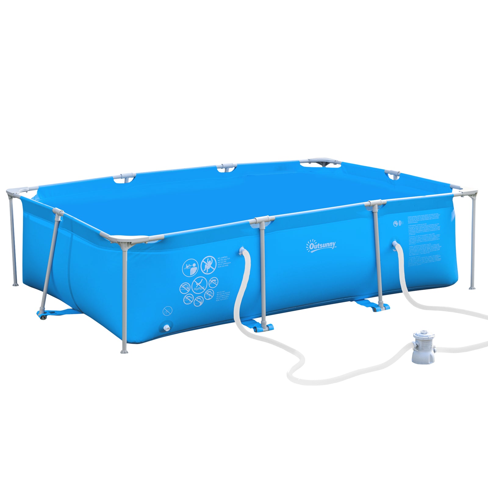 Steel Frame Pool with Filter Pump, Filter Cartridge, Reinforced Sidewalls Rust Resistant Above Ground Swimming Pool 292 x 190 x 75cm, Blue
