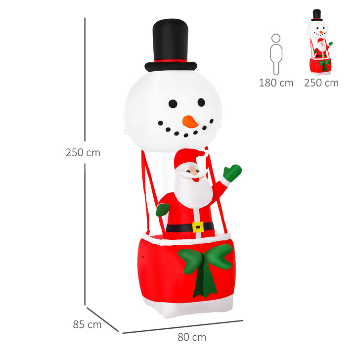 MCL 8ft Christmas Inflatable Decoration with Santa Claus on Snowman Hot Air Balloon, Blow Up Xmas Decor for Outdoor Indoor