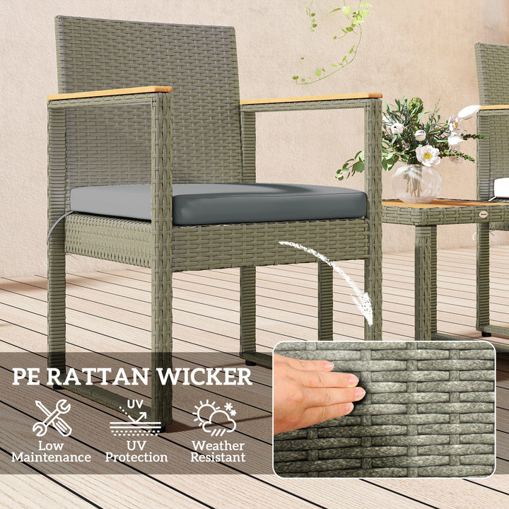Three-Piece Rattan Chair Set - Grey