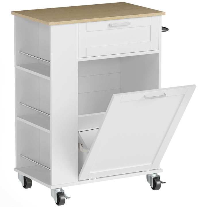 Kitchen Storage Trolley on Wheels, Rolling Kitchen Island with 2