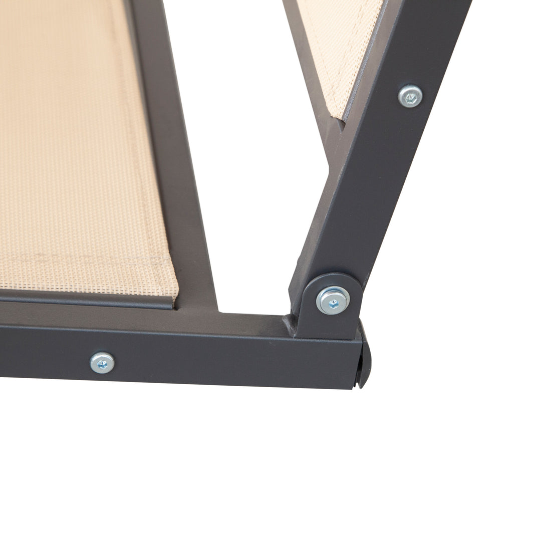 MCL 3 Seater Swing Chair, Garden Swing Bench with Canopy, Breathable Mesh Seat and Heavy Duty Steel Frame for Patio, Yard, Beige