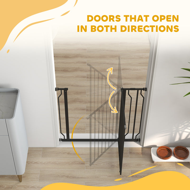 Wide Dog Safety Gate, with Door Pressure, for Doorways, Hallways, Staircases - Black