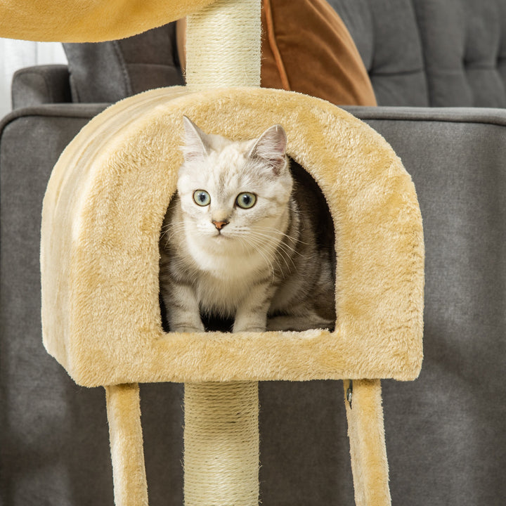 MCL Cat Tree Tower for Indoor Cats Kitten Activity Centre Scratching Post w/ Hammock House Basket Ladder - Beige