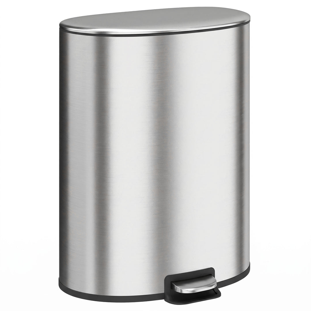 50L Kitchen Pedal Bin, Rubbish Bin with Soft-Close and Stay-Open Lid - Silver