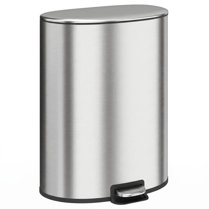 50L Kitchen Pedal Bin, Rubbish Bin with Soft-Close and Stay-Open Lid - Silver