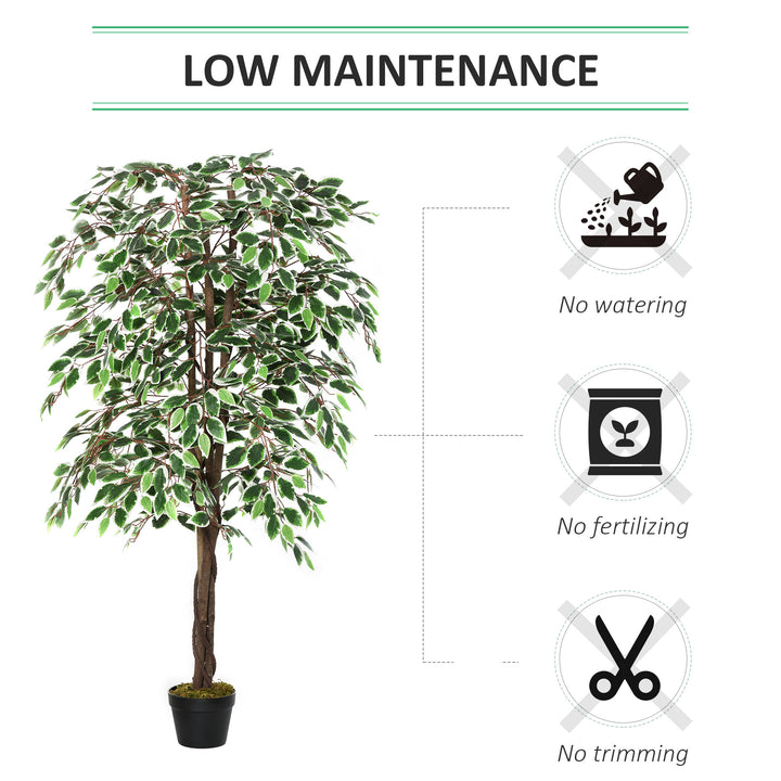 MCL Set of 2 Artificial Plants White Rose Floral in Pot, Fake Plants for Home Indoor Decor, 90cm, Light Blue