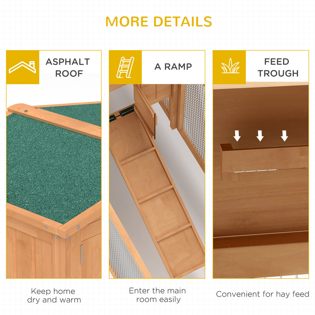 MCL Wooden Rabbit Hutch Guinea Pig hutch House 2 Tier with Rabbit Run for Outdoor Garden Backyard, 85 x 24 x 57cm
