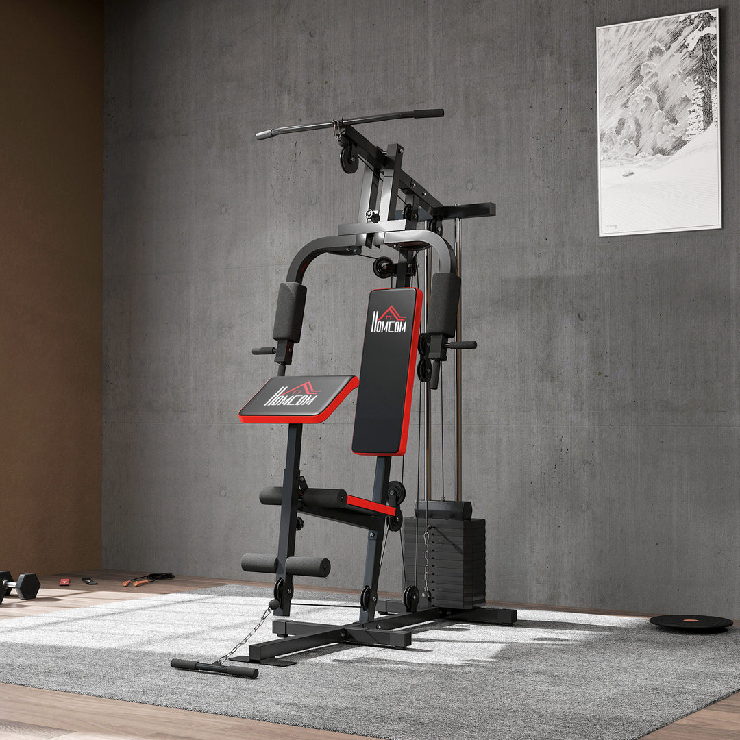 MCL Multigym Station, with 66KG Weight Stack, for Strength Training - Red & Black