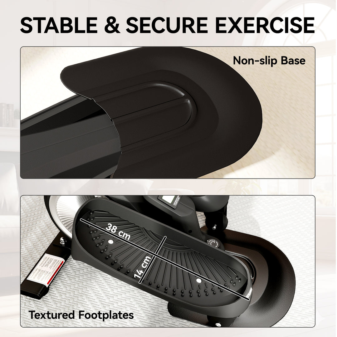 Under Desk Elliptical Machine with LCD Monitor, 8 Adjustable Magnetic Resistances for 2-in-1 Seat &amp; Stand Up Exercise