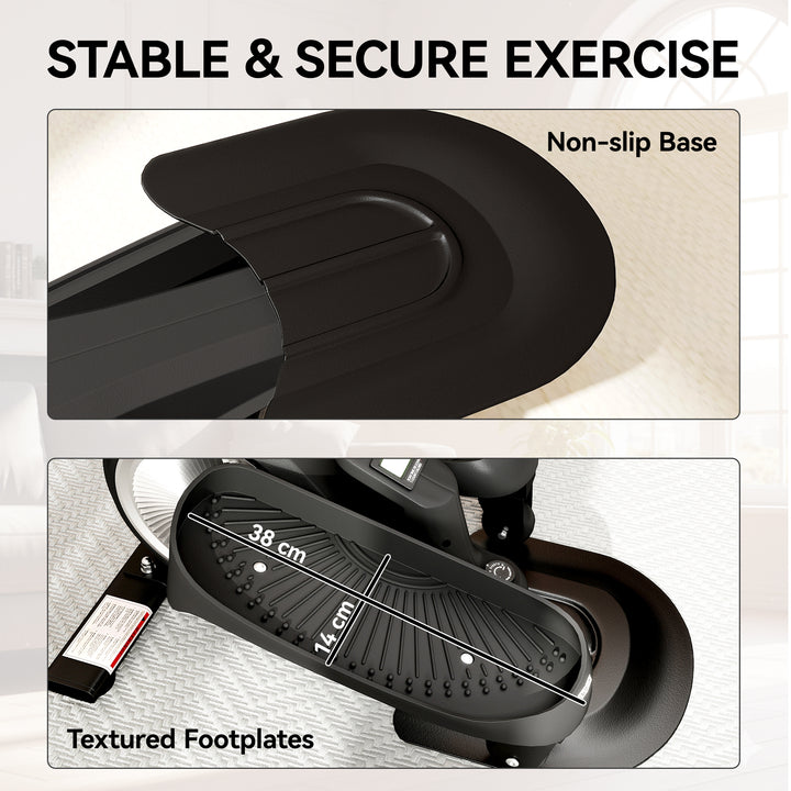 Under Desk Elliptical Machine with LCD Monitor, 8 Adjustable Magnetic Resistances for 2-in-1 Seat &amp; Stand Up Exercise