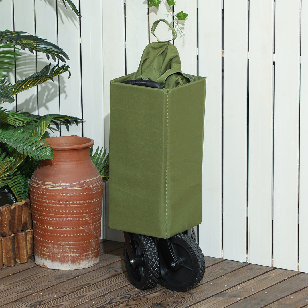 120L Festival Trolley on Wheels, Folding & Compact Camping Trolley Cart with Adjustable Handle for Garden, Beach, Fishing, Green