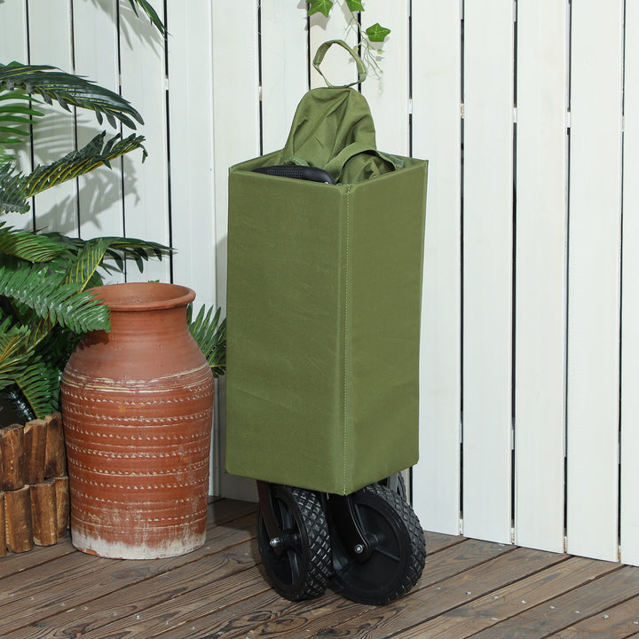 120L Festival Trolley on Wheels, Folding & Compact Camping Trolley Cart with Adjustable Handle for Garden, Beach, Fishing, Green