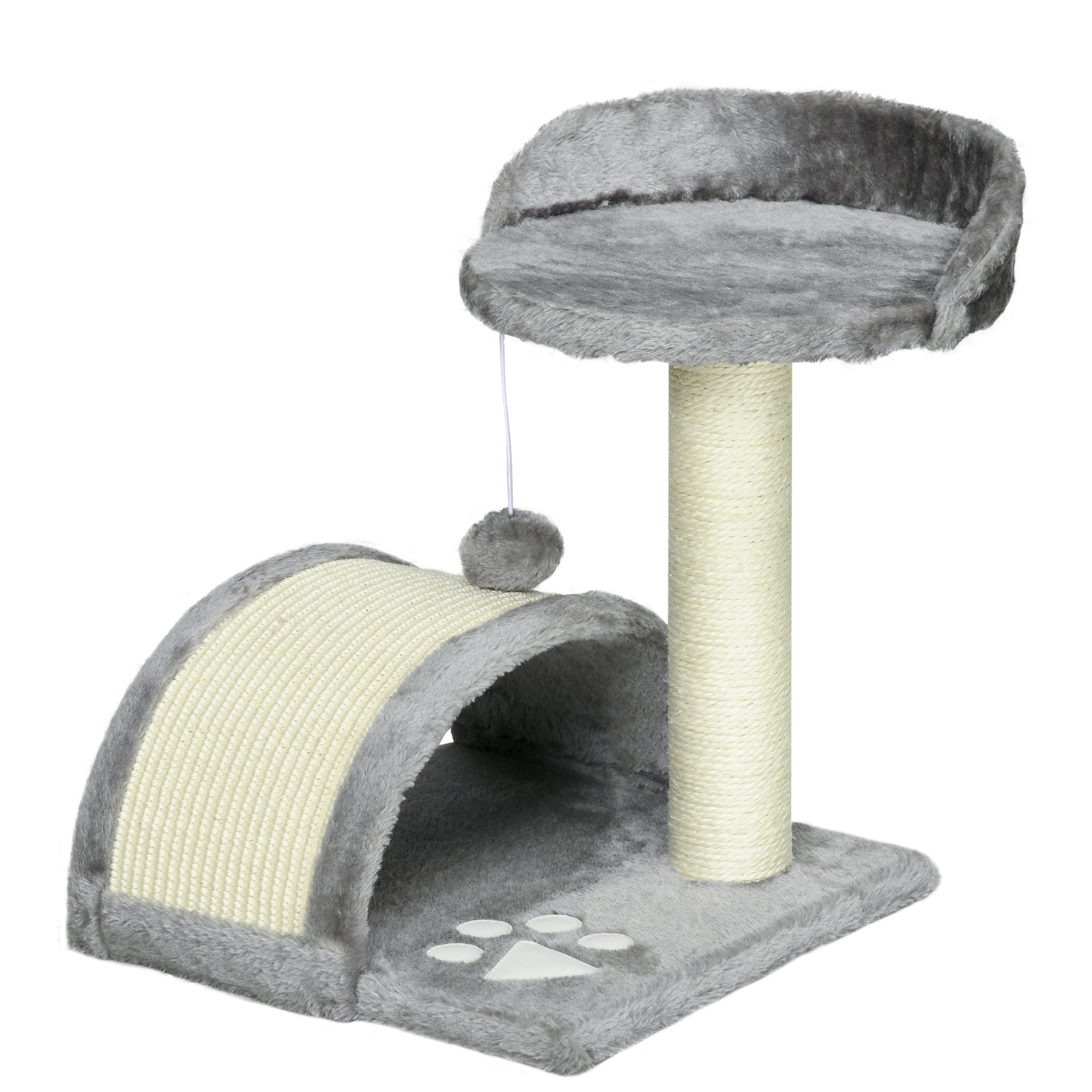 Cat Tree, Kitten Scratcher Activity Centre, with Sisal Scratching Post, Toy Ball - Grey