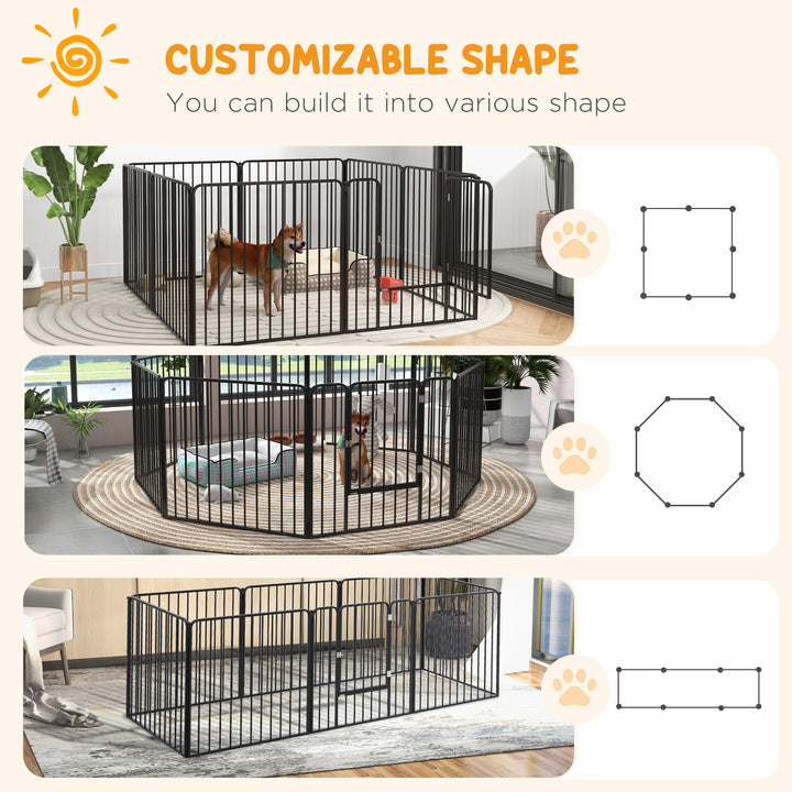 PawHut 8 Panels Heavy Duty Dog Pen, 80cm Height Pet Playpen for Indoor Outdoor, Small and Medium Dogs